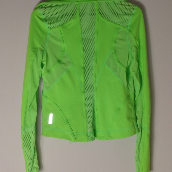 Zella M Highlighter Lime Mesh Running Wear Zip Jacket - Picture 2 of 3